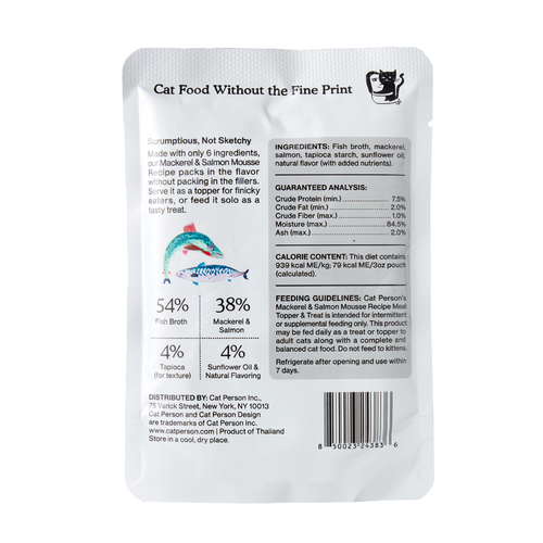 Weruva Cat Person  Mackerel & Salmon Mousse Recipe Cat Treat