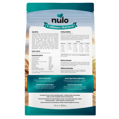 Nulo Culinary Harvest Puppy Chicken & Whitefish Recipe for Dogs