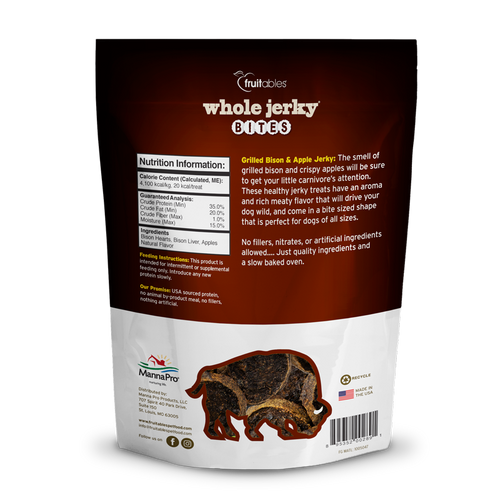 Fruitables Whole Jerky Bites Grilled Bison & Apple Dog Treats