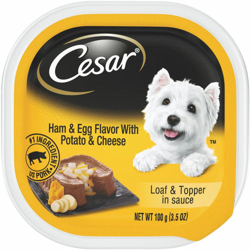 Cesar Loaf & Topper Ham & Egg with Potato & Cheese Adult Wet Dog Food, 3.5 Oz.