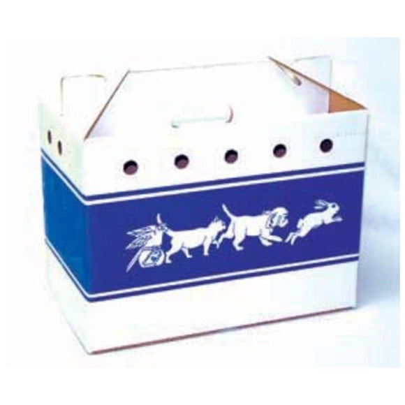 CARDBOARD PET TOTE (6X4X6 IN, BLUE/WHITE)