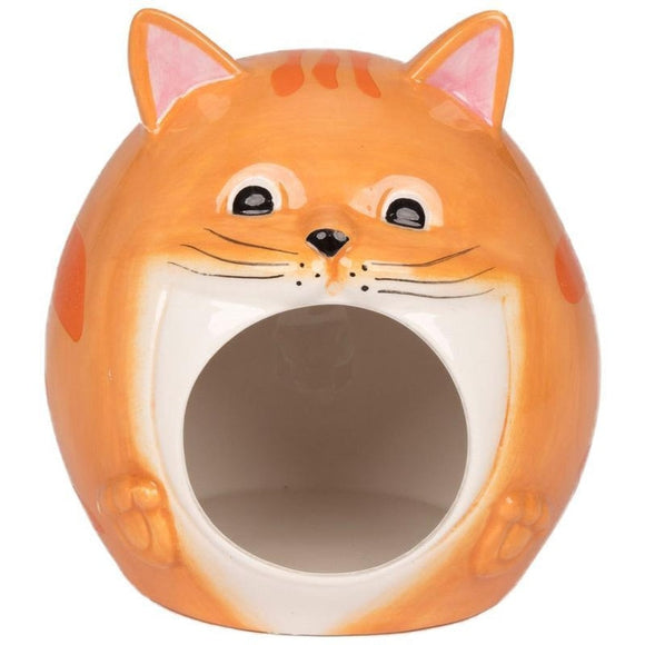 TABBY CAT HIDEOUT CERAMIC (ORANGE)